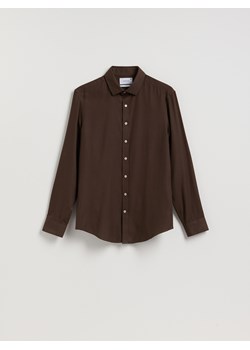 Reserved - Koszula slim z bawełny egipskiej - ciemnobrązowy ze sklepu Reserved w kategorii Koszule męskie - zdjęcie 187382798