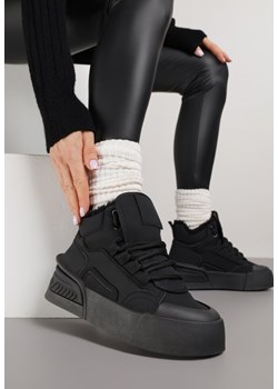 Czarne Sneakersy z Ociepleniem na Platformie z Tłoczeniem Newedela ze sklepu renee.pl w kategorii Buty sportowe damskie - zdjęcie 187382907