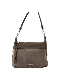 Skórzana torebka z zamszowym akcentem - Beżowa ciemna ze sklepu butyolivier w kategorii Listonoszki - zdjęcie 187382945