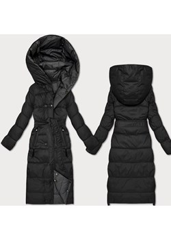 Dwustronna zimowa kurtka z paskiem Minority czarny-grafit (M2-6519-1+27) ze sklepu goodlookin.pl w kategorii Kurtki damskie - zdjęcie 187385439