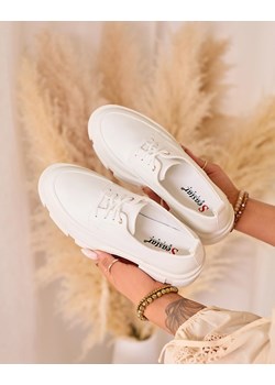Royalfashion Białe damskie półbuty na masywnej podeszwie Trendy Chunky ze sklepu royalfashion.pl w kategorii Półbuty damskie - zdjęcie 187385646