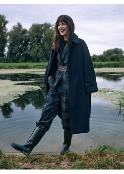 Reserved - Płaszcz z wełną - granatowy ze sklepu Reserved w kategorii Płaszcze damskie - zdjęcie 187385969