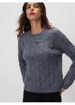 Reserved - Sweter z błyszczącą aplikacją - szary ze sklepu Reserved w kategorii Swetry damskie - zdjęcie 187386008