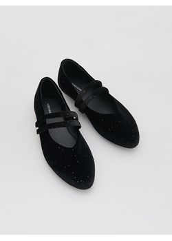 Reserved - Welurowe baleriny - czarny ze sklepu Reserved w kategorii Balerinki dziecięce - zdjęcie 187386297