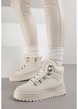 Beżowe Sneakersy na Grubej Podeszwie z Futerkiem Alweda ze sklepu born2be.pl w kategorii Buty sportowe damskie - zdjęcie 187386396