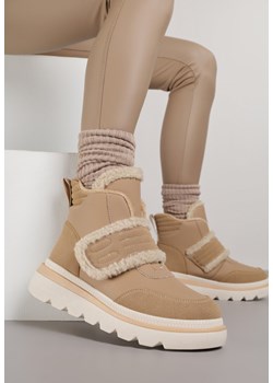 Ciemnobeżowe Śniegowce z Przeszyciami i Futerkiem Newella ze sklepu born2be.pl w kategorii Śniegowce damskie - zdjęcie 187386438