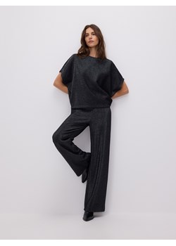 Reserved - Szerokie spodnie z metalizowaną nitką - czarny ze sklepu Reserved w kategorii Spodnie damskie - zdjęcie 187387898