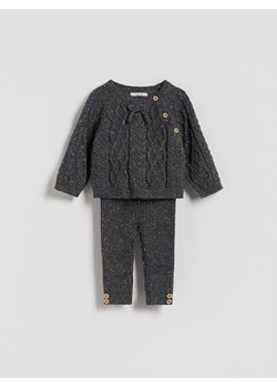 Reserved - Dzianinowy komplet z wiskozą - ciemnoszary ze sklepu Reserved w kategorii Odzież dla niemowląt - zdjęcie 187387978
