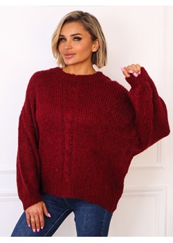 SWETER OVERSIZE Z WARKOCZOWYM SPLOTEM Z PRZODU- BORDOWY ze sklepu olika.com.pl w kategorii Swetry damskie - zdjęcie 187389686