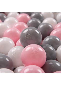 KiddyMoon Plastikowe piłeczki 7cm Zabawka zestaw kulek, biały-szary-pudrowy róż ze sklepu kontri.pl w kategorii Zabawki - zdjęcie 187389948