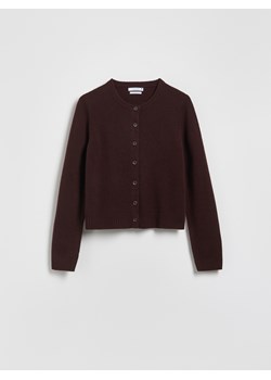 Reserved - Wełniany kardigan - ciemnobrązowy ze sklepu Reserved w kategorii Swetry damskie - zdjęcie 187390487