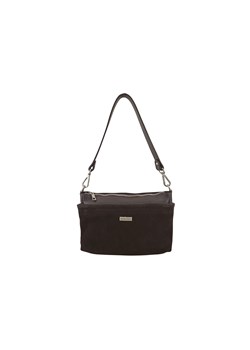Pojemna torebka listonoszka ze skóry i zamszu - Brązowa ciemna ze sklepu Barberinis w kategorii Listonoszki - zdjęcie 187390548