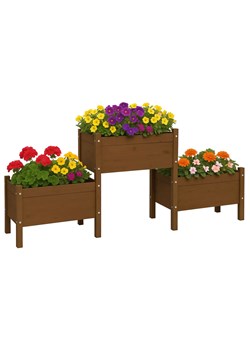 Brązowa drewniana donica do ogrodu R8-N10 ze sklepu Edinos.pl w kategorii Donice i kwietniki ogrodowe - zdjęcie 187390768