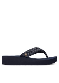 Japonki Tommy Hilfiger Th Wedge Cornrow Beach Sandal FW0FW09037 Granatowy ze sklepu eobuwie.pl w kategorii Klapki damskie - zdjęcie 187390897
