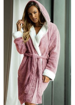 Unikat szlafrok damski z kapturem różowy Sharon, Kolor różowy, Rozmiar S, Unikat ze sklepu Primodo w kategorii Szlafroki damskie - zdjęcie 187391678