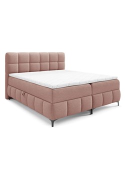 Jasnoróżowe łóżko tapicerowane z pojemnikiem 5 rozmiarów M8-W50 ze sklepu Edinos.pl w kategorii Łóżka i materace - zdjęcie 187392255