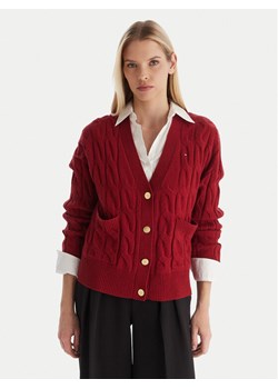 Tommy Hilfiger Kardigan WW0WW43089 Czerwony Regular Fit ze sklepu MODIVO w kategorii Swetry damskie - zdjęcie 187393046