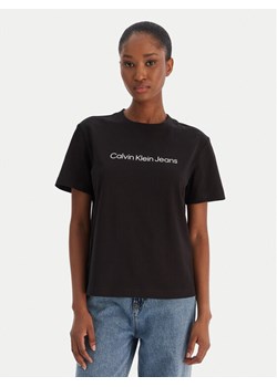 Calvin Klein Jeans T-Shirt A- Inst. Logo Classic LV047C912G Czarny Regular Fit ze sklepu MODIVO w kategorii Bluzki damskie - zdjęcie 187393077