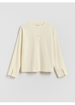 Reserved - Koszulka z haftem - kremowy ze sklepu Reserved w kategorii Bluzki dziewczęce - zdjęcie 187393596