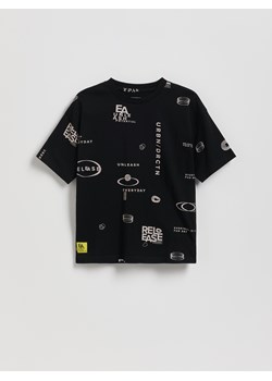 Reserved - Bawełniany t-shirt z nadrukiem - czarny ze sklepu Reserved w kategorii T-shirty chłopięce - zdjęcie 187393659