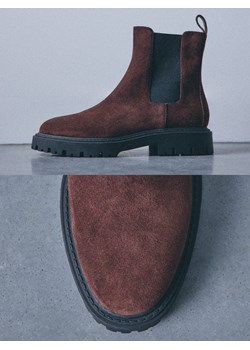 Mohito - Skórzane botki - ciemnobrązowy ze sklepu Mohito w kategorii Botki - zdjęcie 187394485