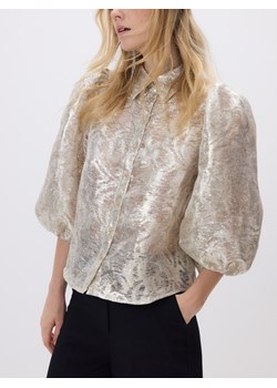 Reserved - Błyszcząca koszula z bufkami - srebrny ze sklepu Reserved w kategorii Koszule damskie - zdjęcie 187394617