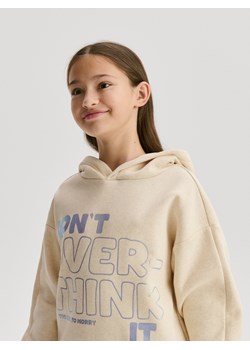 Reserved - Bluza z metalicznym nadrukiem - kremowy ze sklepu Reserved w kategorii Bluzy dziewczęce - zdjęcie 187394905