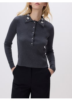 Reserved - Bluzka z ozdobnym kołnierzem - ciemnoszary ze sklepu Reserved w kategorii Bluzki damskie - zdjęcie 187395109