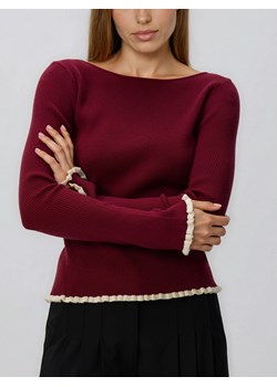 Reserved - Sweter z ozdobnym wykończeniem - bordowy ze sklepu Reserved w kategorii Swetry damskie - zdjęcie 187395567