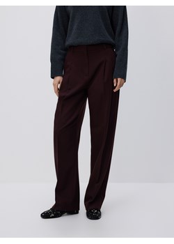 Reserved - Spodnie w kant z wełną - ciemnofioletowy ze sklepu Reserved w kategorii Spodnie damskie - zdjęcie 187395767