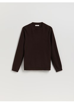 Reserved - Strukturalny sweter z bawełny - ciemnobrązowy ze sklepu Reserved w kategorii Swetry męskie - zdjęcie 187395907
