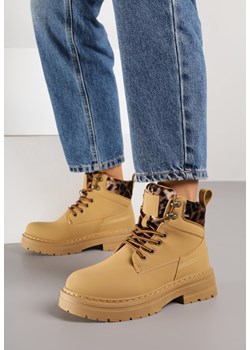 Brązowe Trapery Zdobione Wzorzystymi Wstawkami Vetiane ze sklepu born2be.pl w kategorii Workery damskie - zdjęcie 187396089