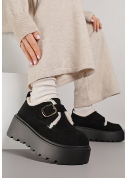 Czarne Śniegowce na Grubej Podeszwie z Paskiem z Klamerką i Futerkiem Uwedina ze sklepu born2be.pl w kategorii Śniegowce damskie - zdjęcie 187396096
