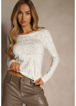 Biała Bluzka Longsleeve Ozdobiona Geometrycznym Motywem Uninessa ze sklepu renee.pl w kategorii Bluzki damskie - zdjęcie 187396138