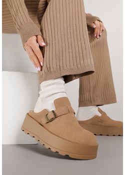 Beżowe Śniegowce na Grubej Podeszwie z Niską Cholewką i Ozdobną Klamerką Vetibela ze sklepu renee.pl w kategorii Śniegowce damskie - zdjęcie 187396198