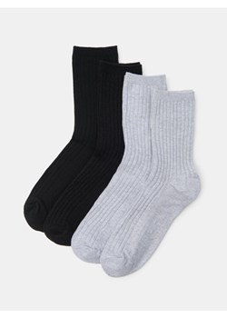 Sinsay - Prążkowane skarpetki 4 pack - szary ze sklepu Sinsay w kategorii Skarpetki damskie - zdjęcie 187396758