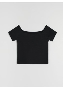 Sinsay - Crop top z krótkim rękawem - czarny ze sklepu Sinsay w kategorii Bluzki damskie - zdjęcie 187396776