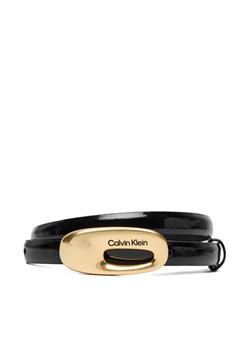 Pasek Damski Calvin Klein Oval Buckle Shiny Strap 15Mm LV04F7064G Czarny ze sklepu eobuwie.pl w kategorii Paski damskie - zdjęcie 187396849