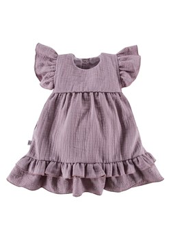 Sukienka z krótkim rękawem dla dziewczynki muślinowa wrzos Eevi Botanic ze sklepu lenaodniemowlakadoszkolniaka.pl w kategorii Sukienki niemowlęce - zdjęcie 187408738