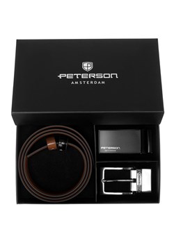 Zestaw pasek skórzany męski do spodni PETERSON czarny brązowy dwustronny ze sklepu lenaodniemowlakadoszkolniaka.pl w kategorii Portfele męskie - zdjęcie 187449598