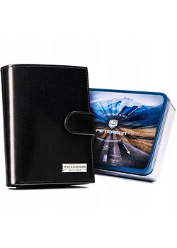 Portfel męski czarny Peterson skóra naturalna na zatrzask ochrona RFID ze sklepu lenaodniemowlakadoszkolniaka.pl w kategorii Portfele męskie - zdjęcie 187453977