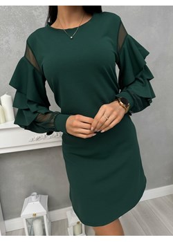 Ciemnozielona Sukienka z Falbankami ze sklepu ModnaKiecka.pl w kategorii Sukienki - zdjęcie 187470138