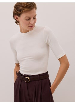 Reserved - T-shirt z mikromodalu - złamana biel ze sklepu Reserved w kategorii Bluzki damskie - zdjęcie 187470539