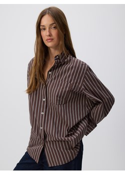Reserved - Koszula w prążek - ciemnobrązowy ze sklepu Reserved w kategorii Koszule damskie - zdjęcie 187472659