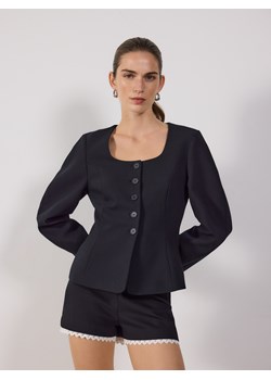 Reserved - Szorty z ozdobną wstawką - czarny ze sklepu Reserved w kategorii Szorty - zdjęcie 187472835