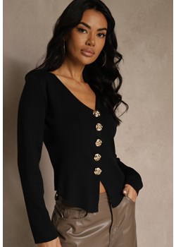 Czarny Sweter z Wiskozą i Ozdobnymi Guzikami Zetisse ze sklepu renee.pl w kategorii Swetry damskie - zdjęcie 187473219