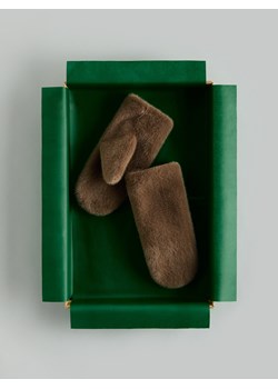 Reserved - Rękawiczki z imitacji futra - brązowy ze sklepu Reserved w kategorii Rękawiczki damskie - zdjęcie 187474065