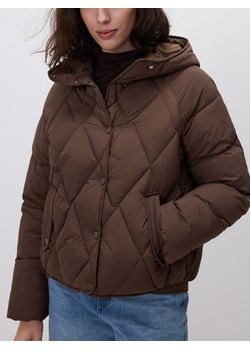 Reserved - Pikowana kurtka z kapturem - ciemnobrązowy ze sklepu Reserved w kategorii Kurtki damskie - zdjęcie 187474265