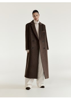 Reserved - Płaszcz oversize z wełną - brązowy ze sklepu Reserved w kategorii Płaszcze damskie - zdjęcie 187474269