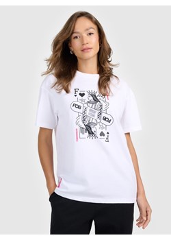 Damski t-shirt z nadrukiem 4F 4FRAW25TTSHF3790 - biały ze sklepu Sportstylestory.com w kategorii Bluzki damskie - zdjęcie 187475476